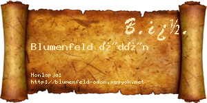 Blumenfeld Ödön névjegykártya